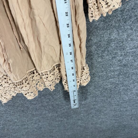 Blu Pepper Dress Women L Large Beige Geometric Crochet Sheath Midi Elastic Waist - Picture 6 of 7